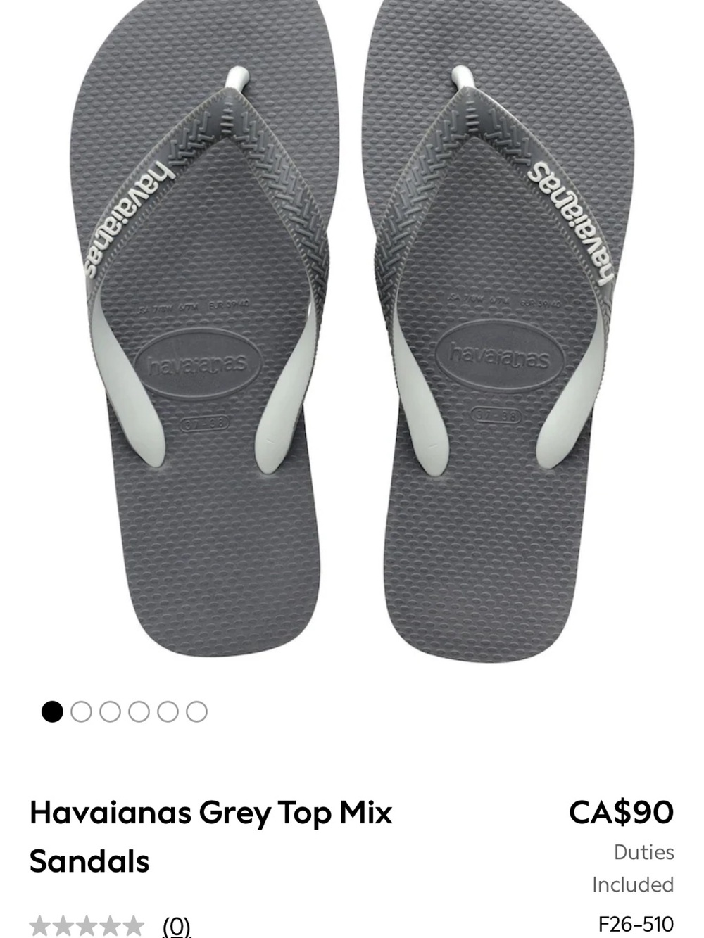 Havaianas Grey Flip Flops with Light Grey Straps
